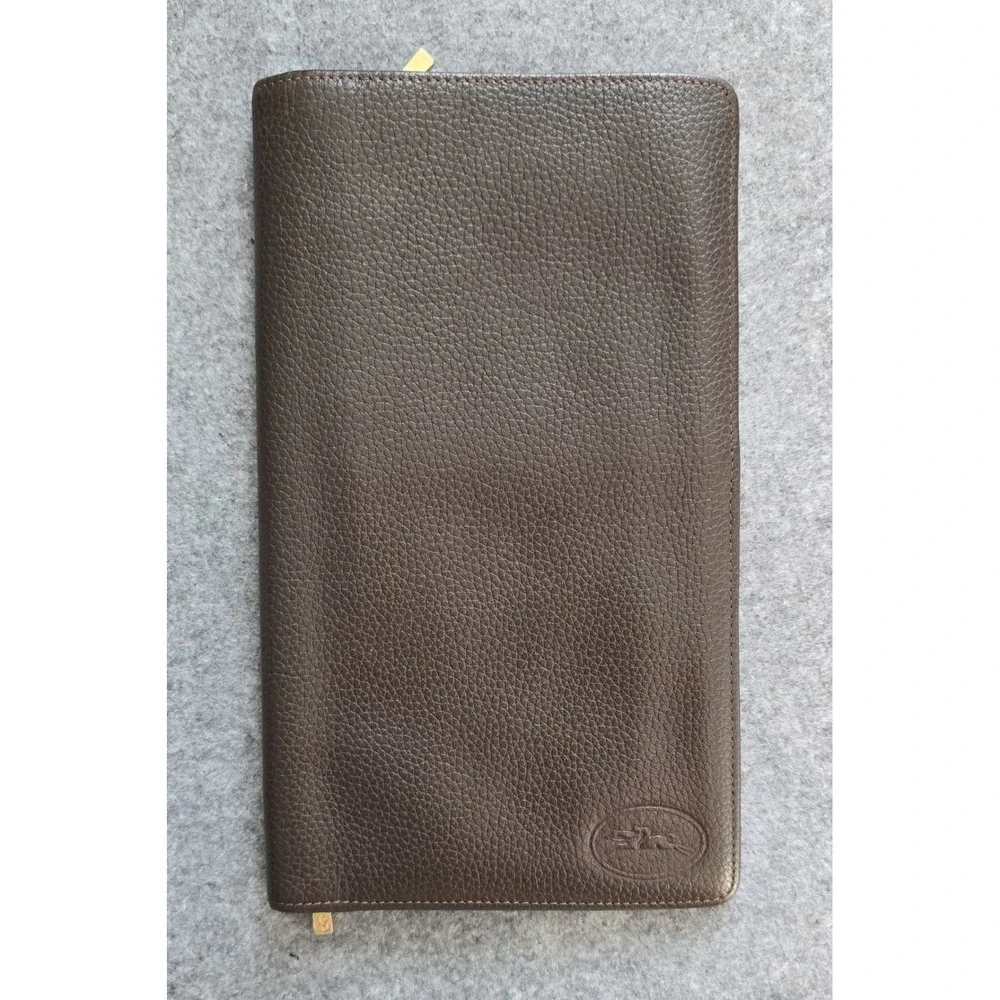 Longchamp Le Foulonne Long Bifold Travel Wallet Organizer dark brown EUC w/ COA